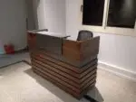 Compact Reception Desk with Wood & Black Finish